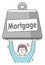 A person who holding big weight vector illustration. The metaphor of mortgage burden
