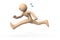 A person who runs to the left with a large stride. He is in a hurry. He sweats and exercises. A figure that looks Asian.