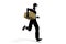 A person who wears a mask and runs. A man delivering a package. 3D rendering