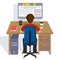 Person working at the computer. Flat style illustration.