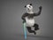 Personage character animal bear panda dancing cane