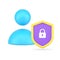 Personal account data privacy safety storage internet security member lock shield 3d icon vector