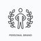 Personal brand flat line icon. Vector outline illustration of leadership, winner in laurel wreath. Hero, best employee