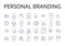 Personal branding line icons collection. Online presence, Image management, Identity creation, Self-marketing