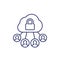 Personal data in cloud, privacy line icon