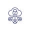 Personal data in cloud and privacy line icon