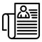 Personal data sheet icon, outline style