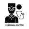 personal doctor icon, black vector sign with editable strokes, concept illustration