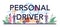 Personal driver typographic header. Automobile cab with driver inside