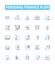 Personal finance plan vector line icons set. Budgeting, Saving, Investment, Credit, Debt, Insurance, Taxation