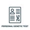 Personal Genetic Test Result Line Icon. Document with Report Dna Analysis Linear Pictogram. Personal Genetic Information