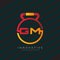 Personal and group fitness training with letter GM. Virtual CrossFit and fitness vector official logo template