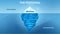 The Personal hidden iceberg metaphor infographic template. Visible consciousness is behaviour, invisible unconsciousness is coping