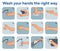 Personal hygiene, disease prevention and healthcare educational infographic: how to wash your hands properly step by step. Hand