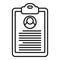 Personal information clipboard icon, outline style