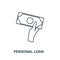 Personal Loan outline icon. Thin line style icons from personal finance icon collection. Web design, apps, software and printing