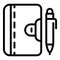 Personal notebook writing icon, outline style