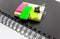 Personal organizer, post-its and steel clip