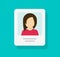 Personal profile document with photo id or my account vector icon isolated, flat cartoon paper card with person details