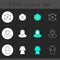 Personal protective equipment dark theme icons set