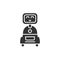 Personal robot black glyph icon. Cute smiling robot. Innovation in technology. Sign for web page, app. UI UX GUI design element.