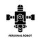 personal robot icon, black vector sign with editable strokes, concept illustration