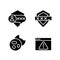 Personal security on internet black glyph icons set on white space