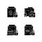 Personal sensitive data black glyph icons set on white space