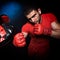 Personal trainer man coach and man exercising boxing