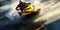 Personal watercraft, high speed, motion blur the embodiment of adrenaline and fast fun on the water. Generative AI