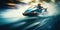 Personal watercraft, high speed, motion blur the embodiment of adrenaline and fast fun on the water. Generative AI