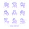 Personalities pixel perfect gradient linear vector icons set
