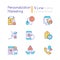 Personalization marketing RGB color icons set