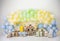 Personalized romantic balloon arch, dolls and lights decoration for 1 year old