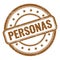 PERSONAS text on brown grungy vintage round stamp