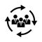 Personnel change line vector icon. People round cycle sign illustration. Human resource symbol.