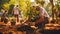 Persons planting trees in a community garden, showcasing the spirit of volunteering and environmental conservation.