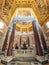 Perspective of baptismal fountain inside catholic church in Rome