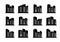 Perspective icons buildings and vector company set, Black office collection on white background