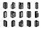 Perspective icons company set on white background, Black building office vector collection
