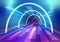 Perspective Loop Tunnel Neon Glow Data Transfer Cyberpunk Futuristic Abstract Background