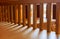 Perspective of modern style wooden balustrade.