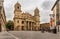 Perspective of the neoclassical dome of the Church of Saint Lawrence Iglesia de San Lorenzo in Pamplona, Navarre, Spain. It