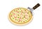 Perspective, Pizza on wooden tray on white, vector