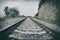 Perspective of the railway, wheel track rail, , vintage style. Old railway track