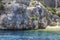 Perspective shoot of historical stairs which belongs to Lycian people near mediterranean sea