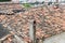 Perspective shot of old masonry constructed housing roof structure with over cast sky in Izmir at Turkey