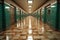 perspective shot of tiled hospital corridor floor