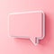 Perspective speech bubble pin on pink pastel color wall background with shadow minimal conceptual 3D render