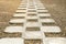 Perspective View of Cement Block Pathway on Gravel Garden Floor